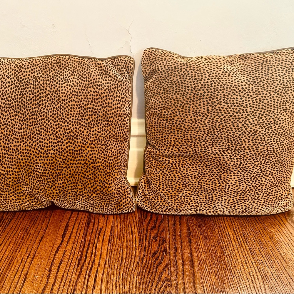 2 Leopard Print Throw Pillows 15” x 15”